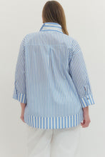 Load image into Gallery viewer, Blue Striped Wide Collar Blouse