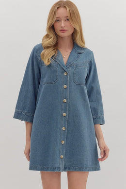 Denim Collared Mini Dress