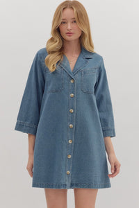 Denim Collared Mini Dress