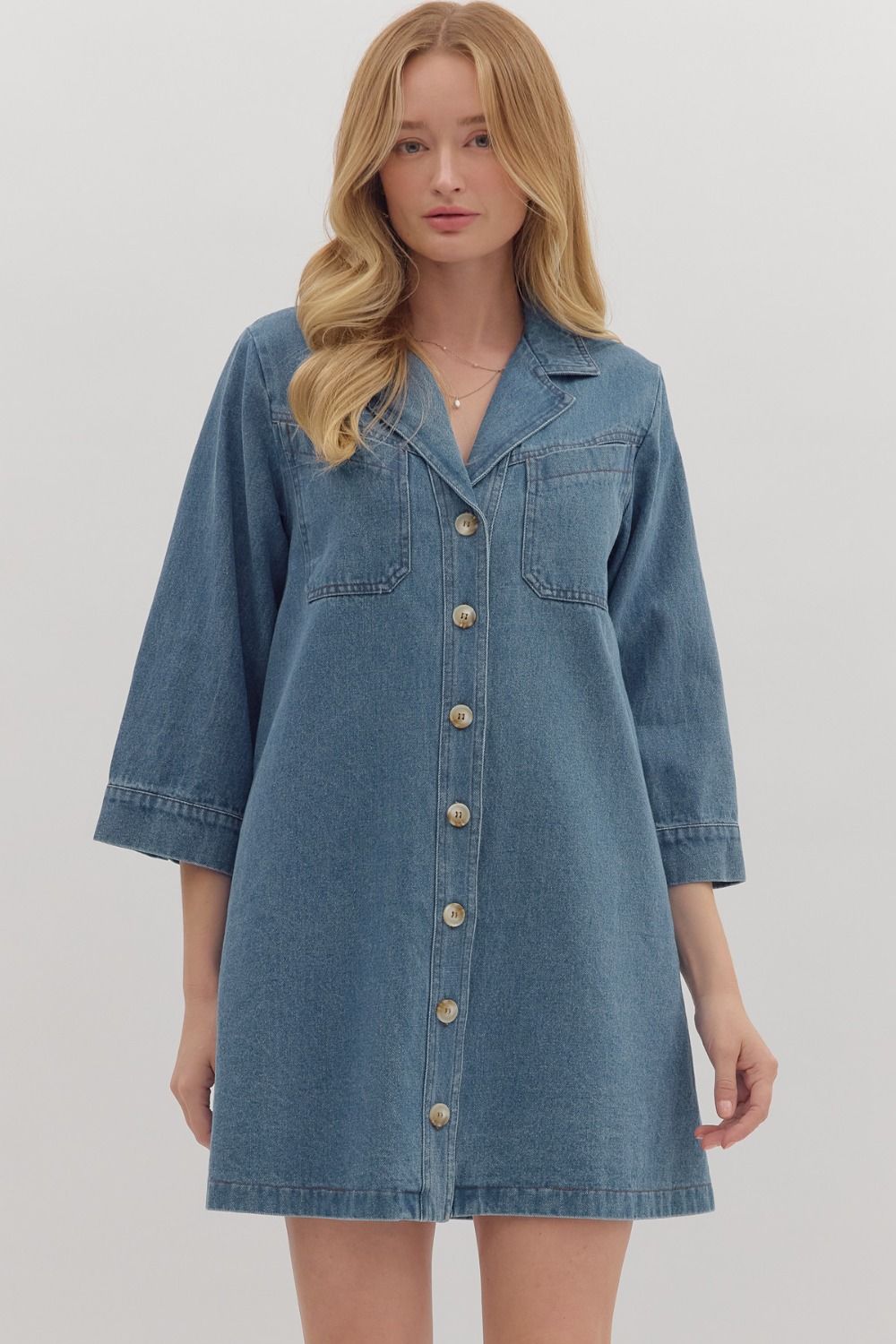 Denim Collared Mini Dress