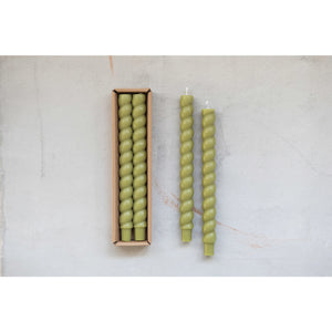 Unscented Green Twisted Taper Candles