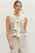 Load image into Gallery viewer, Oatmeal Gingham Sweater Top