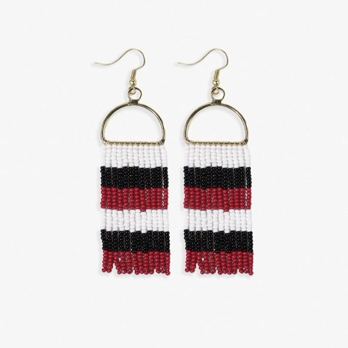 Red & Black Fringe Earrings