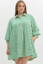 Load image into Gallery viewer, Green Striped Collared Dress