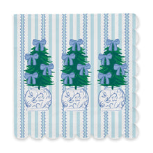 Load image into Gallery viewer, Blue &amp; White Holiday Cocktail Napkins