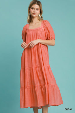 Orange Checkered Organza Maxi