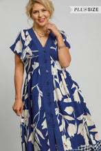 Load image into Gallery viewer, Blue Floral Button Down Midi