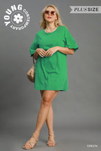 Load image into Gallery viewer, Green Scalloped Sleeve TShirt Dress