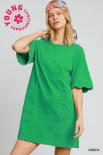 Load image into Gallery viewer, Green Scalloped Sleeve TShirt Dress