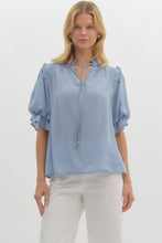 Load image into Gallery viewer, Chambray Ruffle Shoulder Top