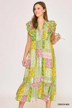 Load image into Gallery viewer, Green Mix Patchwork Midi