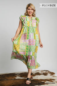 Green Mix Patchwork Midi