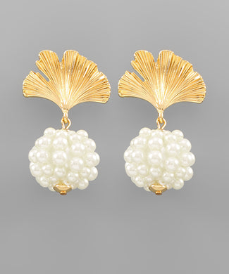 Ginkgo Leaf Pearl Earrings
