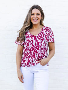 Paisley Top - Maroon & White Tiger Tail