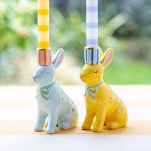 Load image into Gallery viewer, Hand-Painted Bunnies Ceramic Candle Holders