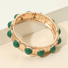 Load image into Gallery viewer, Bead Pearl Embellished Hammered Metal Stretch Bracelet