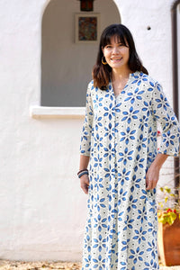 Heather Cotton Dress Blue