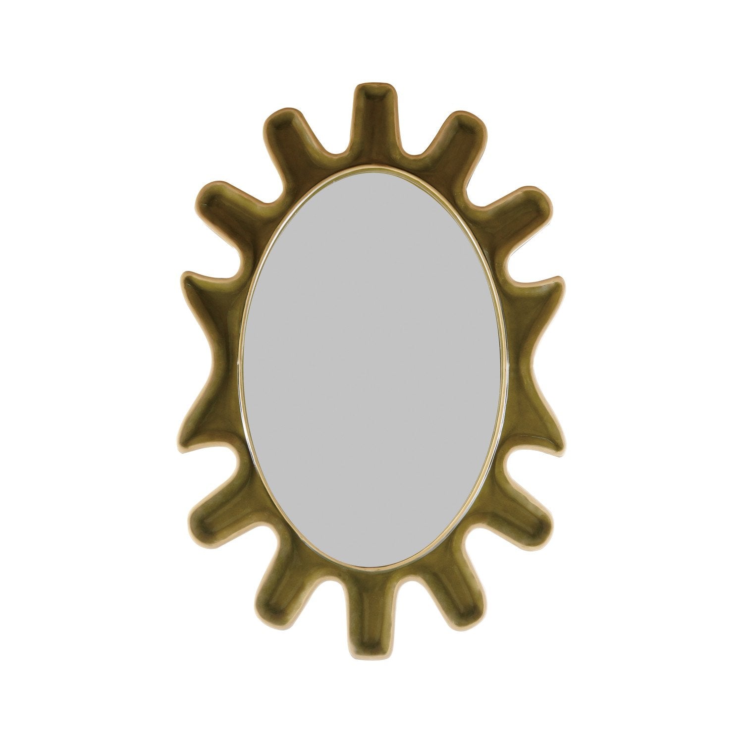 Framed Wall Mirror with Abstract Sunburst Frame (Hangs Vertically & Horizontally)
