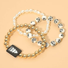 Load image into Gallery viewer, 3PCS - Mahjong Charm Accent Floral Pearl Beaded Stretch Multi Layered Bracelets