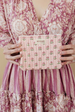 Rosy Mist Quilted Coin Pouch