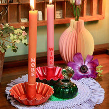 Load image into Gallery viewer, Orange Scalloped Metal Candle Holder