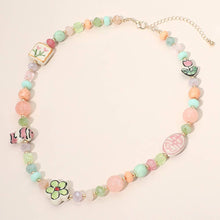 Load image into Gallery viewer, Cute Ceramic Flower Fish Charm Faceted Beaded Statement Necklace