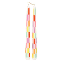 Load image into Gallery viewer, Set of 2 Multicolor Check Taper Candles