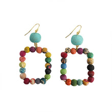 Load image into Gallery viewer, Kantha Dangling Square Earrings