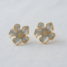 Load image into Gallery viewer, French Enamel Gardenia Stud Earrings