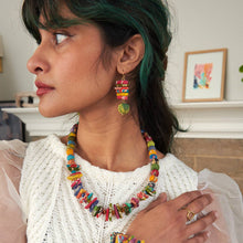 Load image into Gallery viewer, Kantha Stacked Triangle Earrings