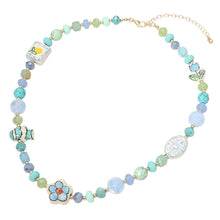 Load image into Gallery viewer, Cute Ceramic Flower Fish Charm Faceted Beaded Statement Necklace