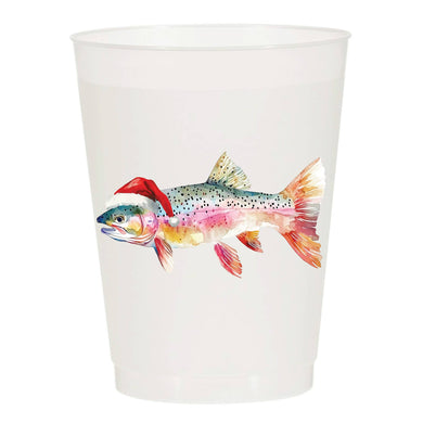Santa Christmas Trout Frosted Cups