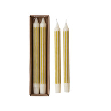 Load image into Gallery viewer, Unscented Striped Taper Candles in Box, Chartreuse, Set of 2 (Est. Burn Time 6 Hours)
