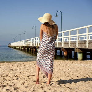 White Block Print Sarong