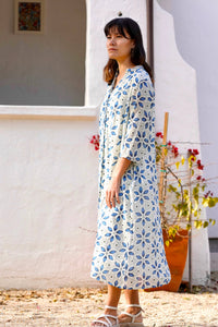 Heather Cotton Dress Blue