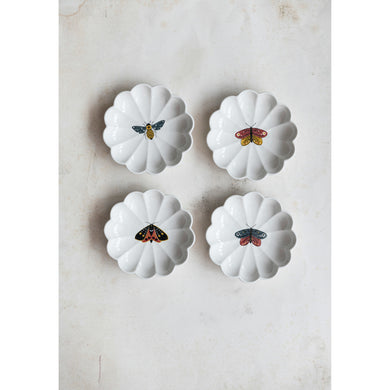 Stoneware Fluted Dish w/ Insect, 4 Styles ©