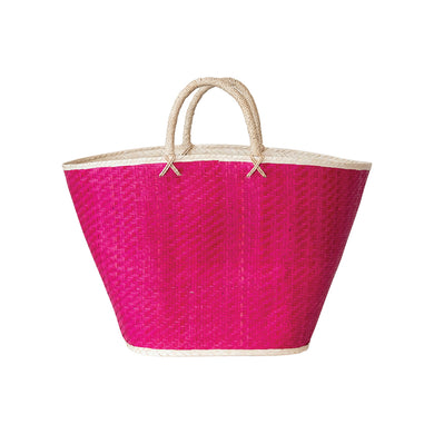 Palm Leaf Tote, Pink & Natural