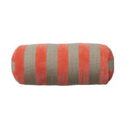 18"L x 8"H Cotton Velvet & Jute Bolster Pillow w/ Stripes