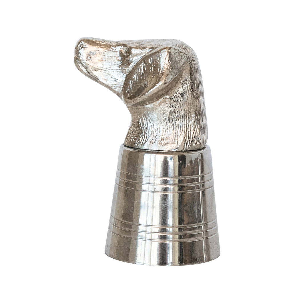 Cast Aluminum & Stainless Steel Dog Head Jigger in Kraft Box