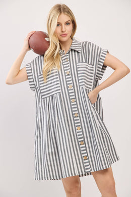 Black Striped Tunic Dress