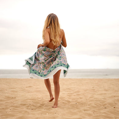 Pink & Green Block Print Sarong