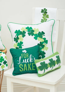 St. Patrick's Day Clover Trio Throw Pillow