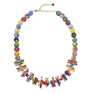 Kantha Paired Triangle Necklace
