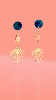 Blue + Pink Three Tier Dangle Earrings