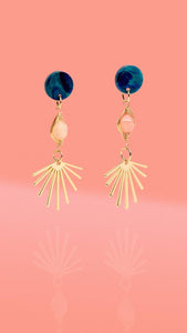 Blue + Pink Three Tier Dangle Earrings