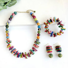 Load image into Gallery viewer, Kantha Stacked Triangle Earrings