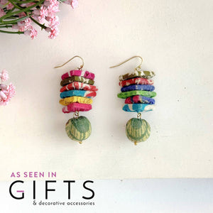 Kantha Stacked Triangle Earrings