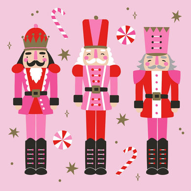 3 Pink Nutcrackers Paper Cocktail Napkins