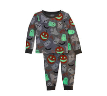 Load image into Gallery viewer, Gray Glow in the Dark Halloween Pajamas