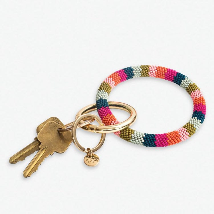 Chloe stripe key ring rainbow